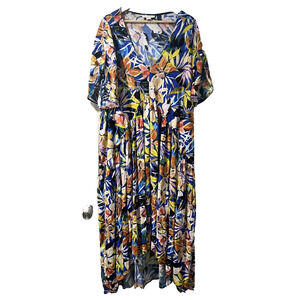 Loralette Floral Hi-Low Skater Dress Multicolor Size 18 Maxi Flower Boho A003507